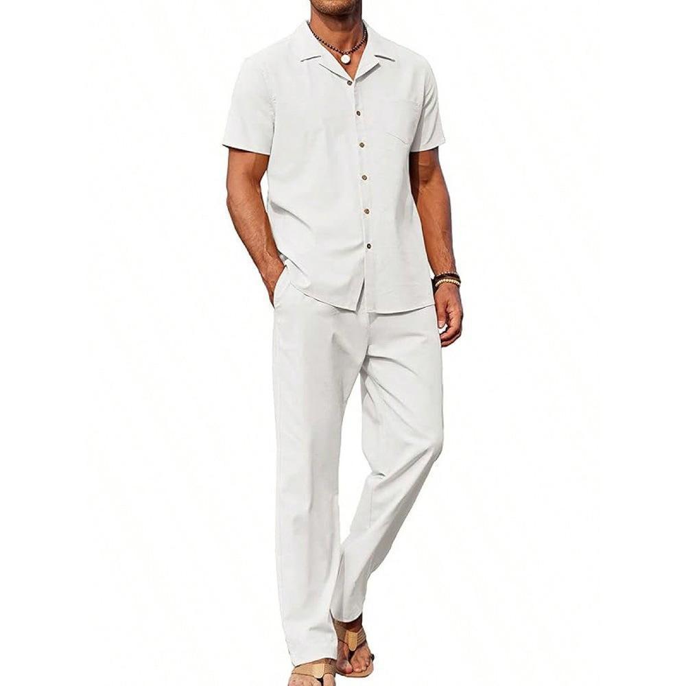 American vintage two-piece set consisting of a short-sleeved shirt and casual pants