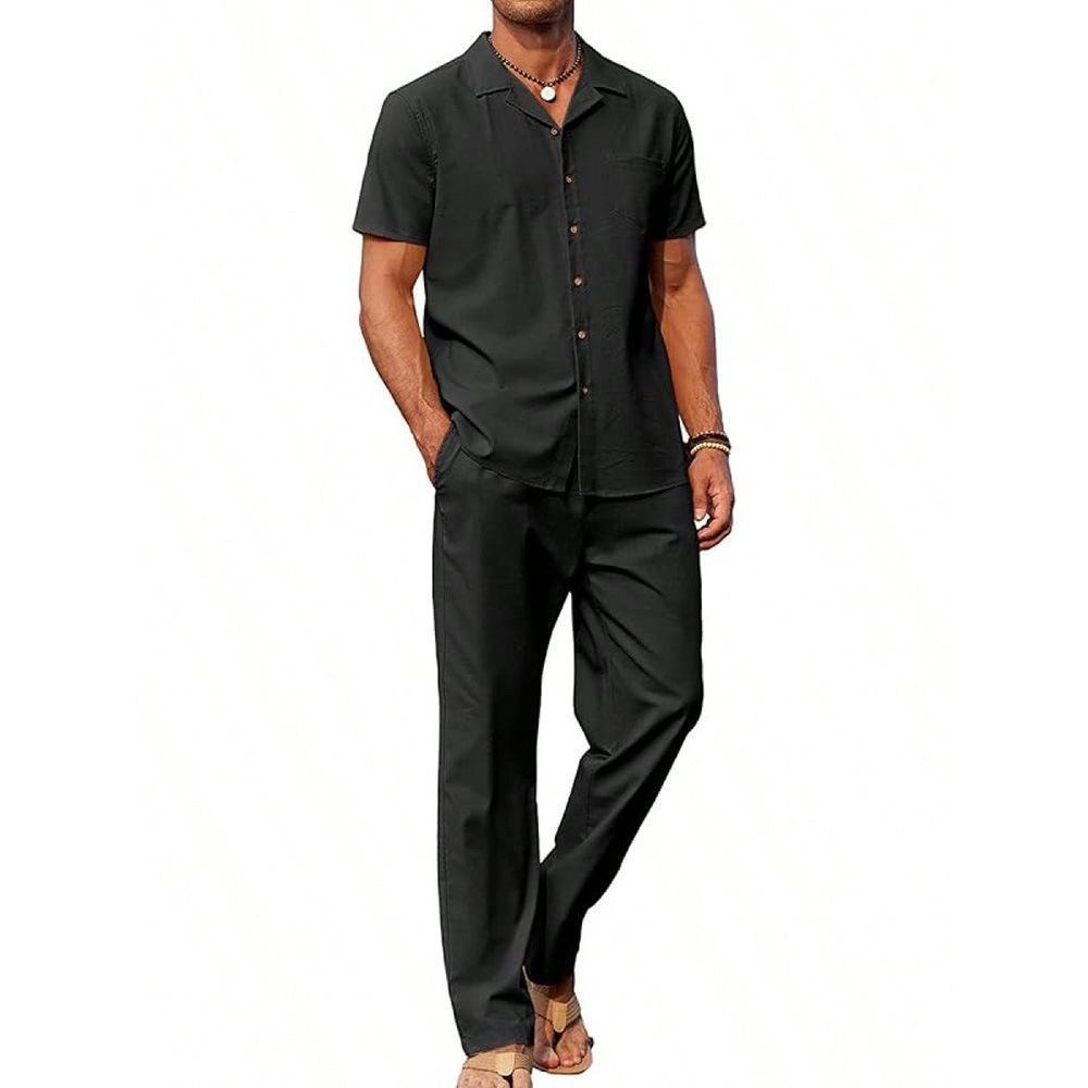 American vintage two-piece set consisting of a short-sleeved shirt and casual pants